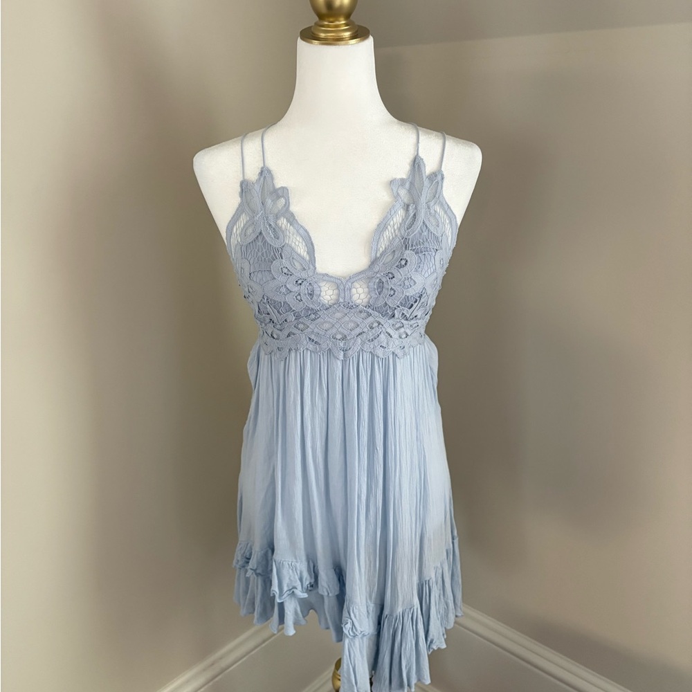 Free People Light Blue Lace Chemise